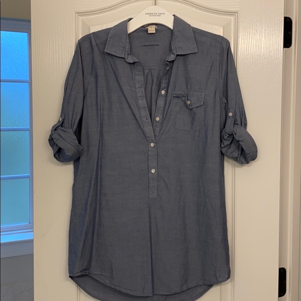 J Crew Chambray tunic with rolled sleeves